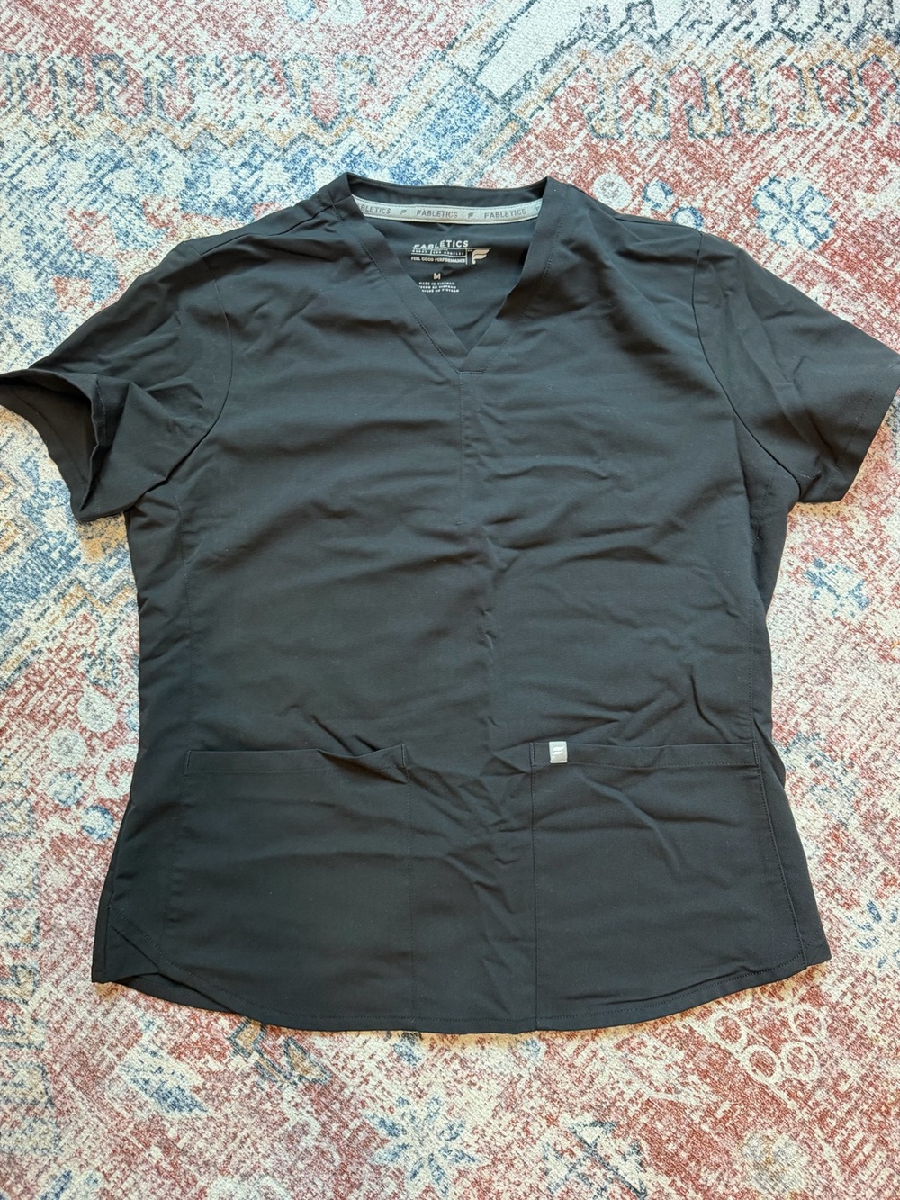 Fabletics Black V-Neck Short Sleeve Top